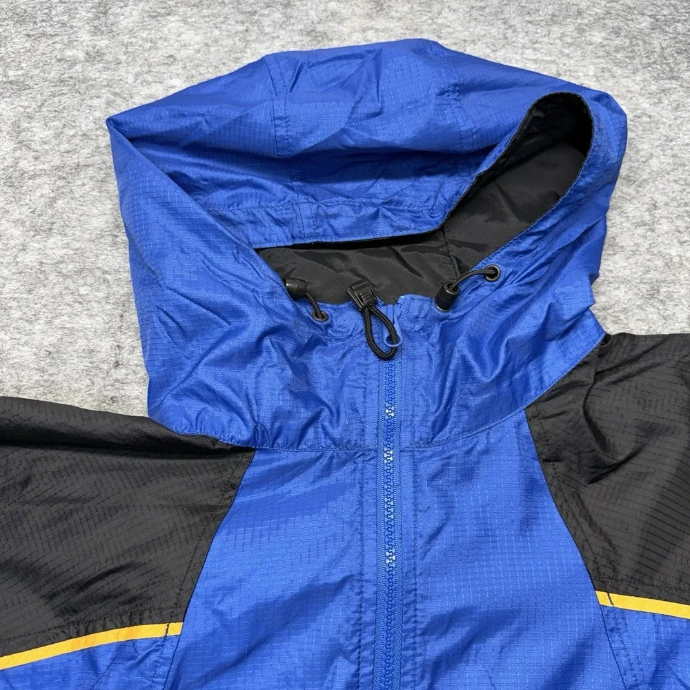 Columbia Packable Anorak Mens M Blue Black Hooded Windbreaker Jacket